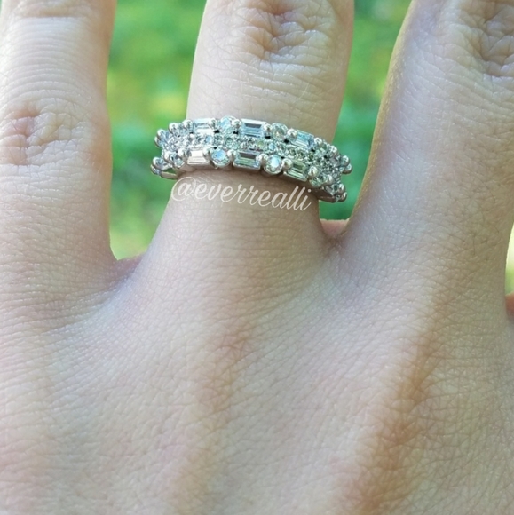 Silver Triple Band Half Eternity Ring - Picture 4 of 6